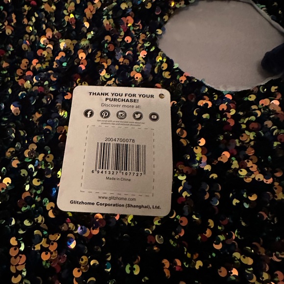 Gold and blue sequence tree skirt - Picture 3 of 4